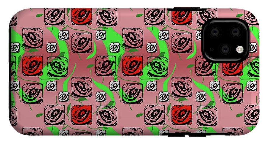 Red and White Roses Pattern On Pink - Phone Case