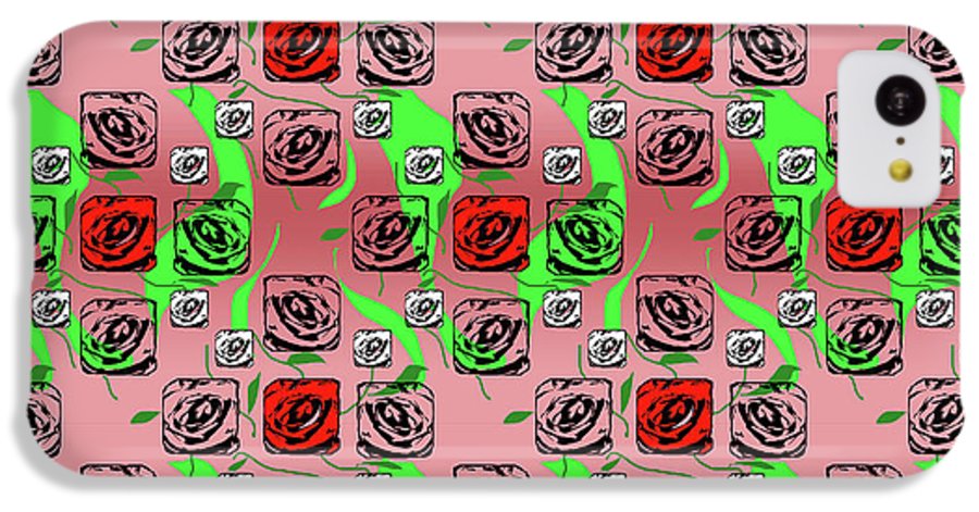 Red and White Roses Pattern On Pink - Phone Case