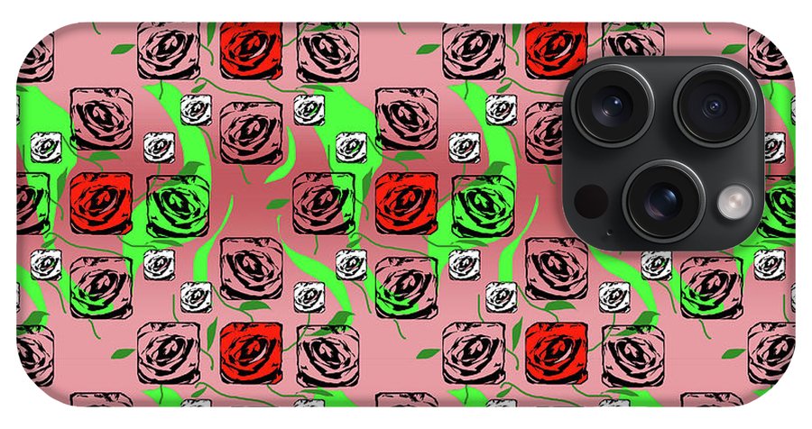 Red and White Roses Pattern On Pink - Phone Case