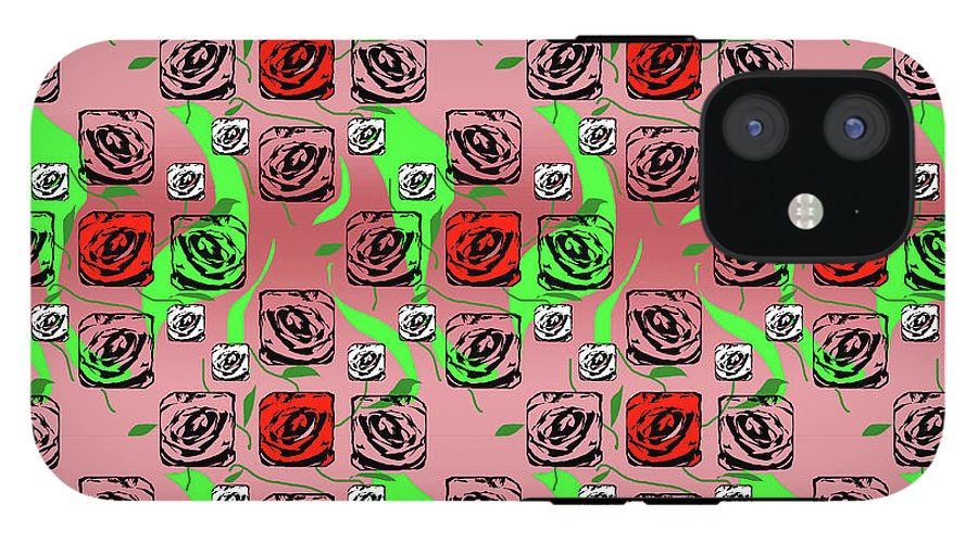 Red and White Roses Pattern On Pink - Phone Case