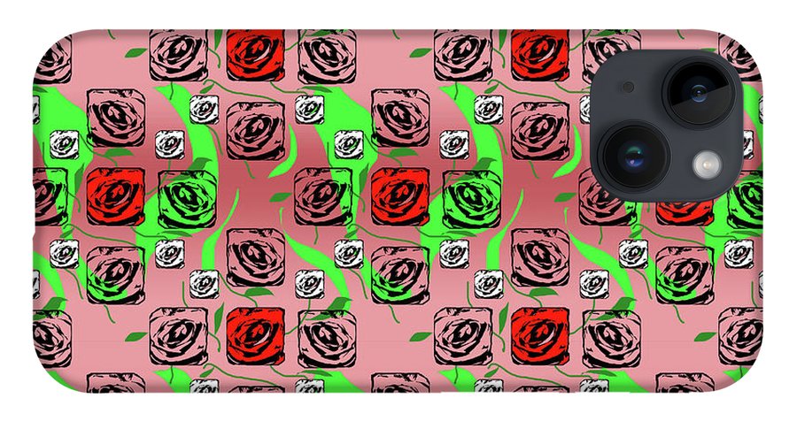 Red and White Roses Pattern On Pink - Phone Case