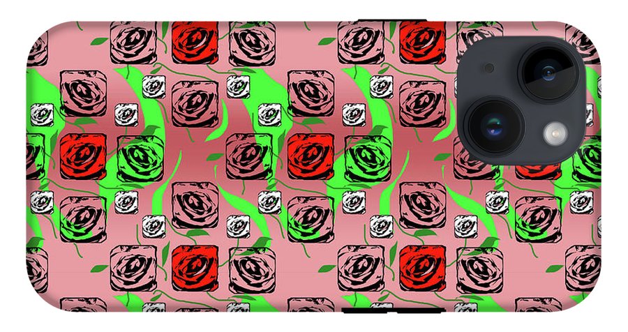 Red and White Roses Pattern On Pink - Phone Case