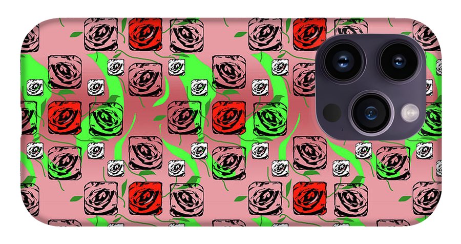 Red and White Roses Pattern On Pink - Phone Case
