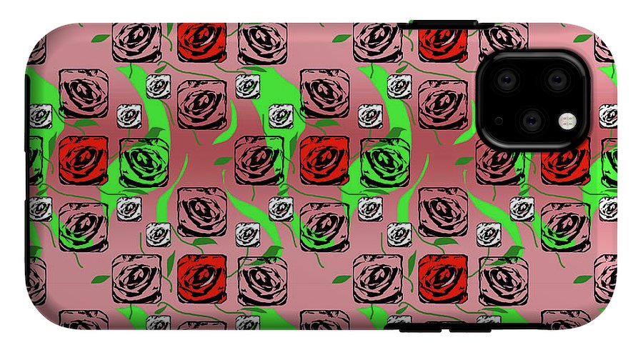 Red and White Roses Pattern On Pink - Phone Case