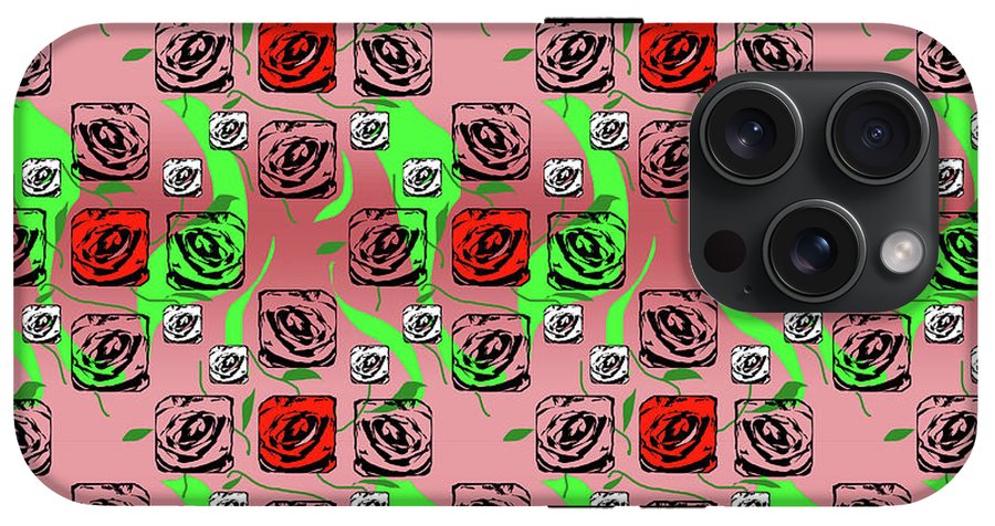 Red and White Roses Pattern On Pink - Phone Case