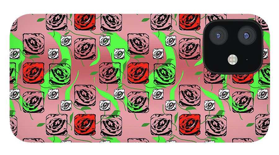 Red and White Roses Pattern On Pink - Phone Case