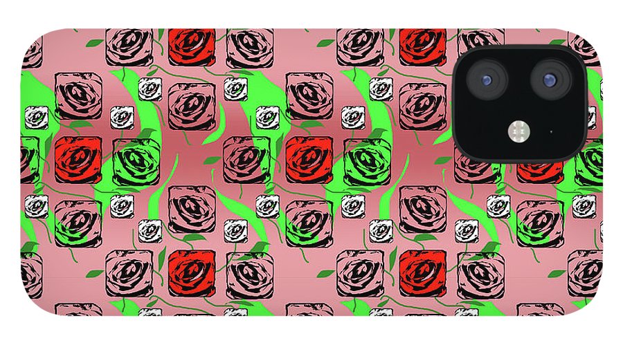 Red and White Roses Pattern On Pink - Phone Case