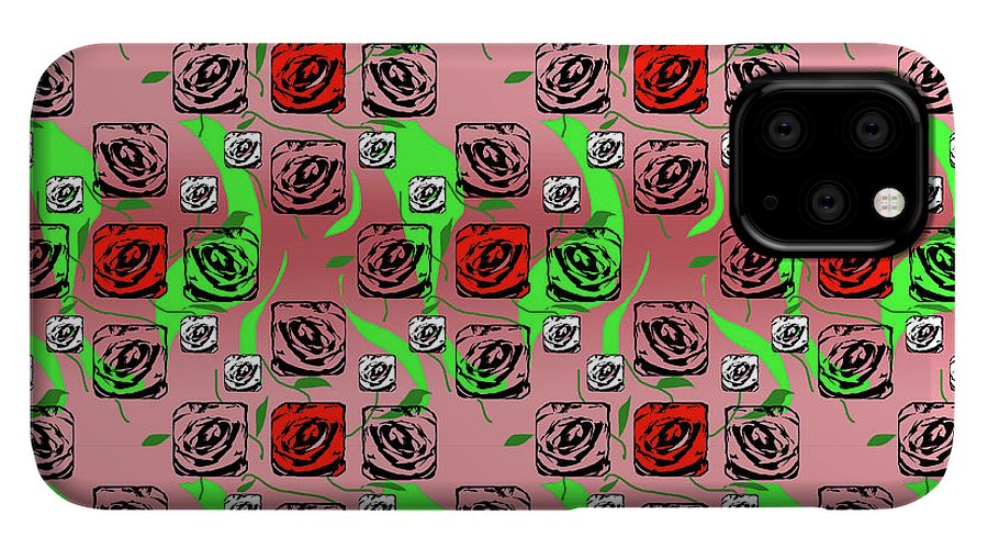 Red and White Roses Pattern On Pink - Phone Case