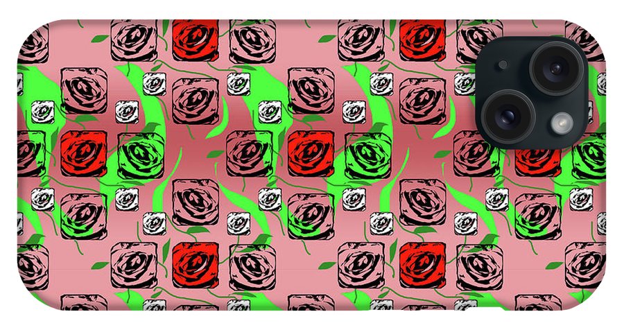 Red and White Roses Pattern On Pink - Phone Case