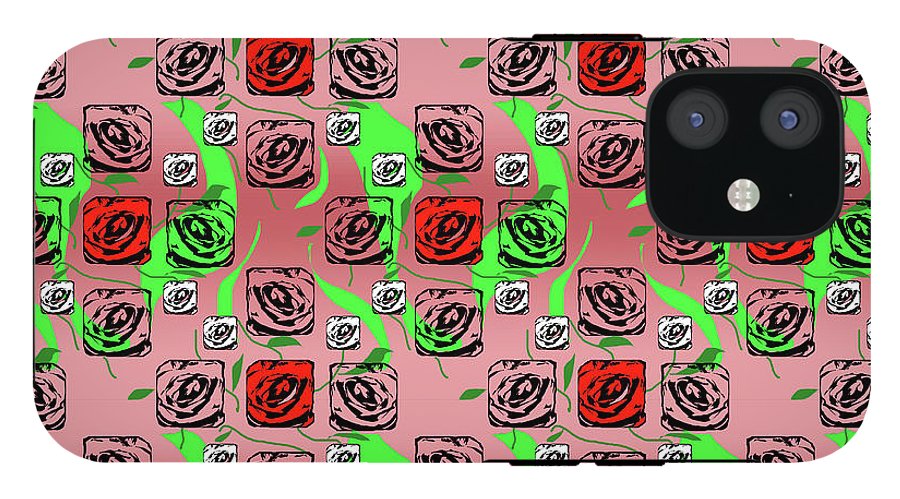 Red and White Roses Pattern On Pink - Phone Case