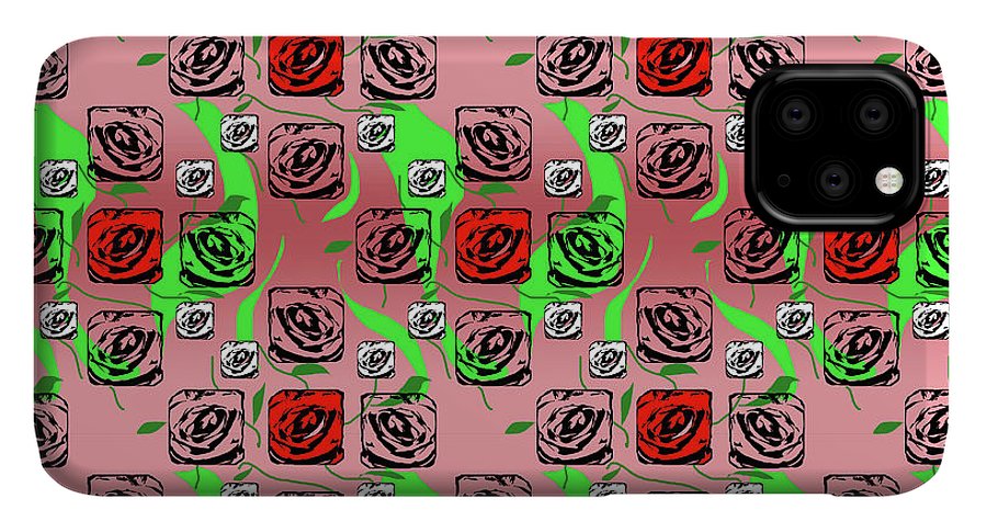 Red and White Roses Pattern On Pink - Phone Case