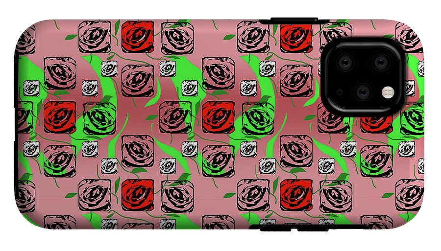 Red and White Roses Pattern On Pink - Phone Case