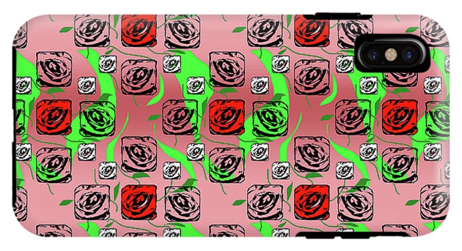 Red and White Roses Pattern On Pink - Phone Case