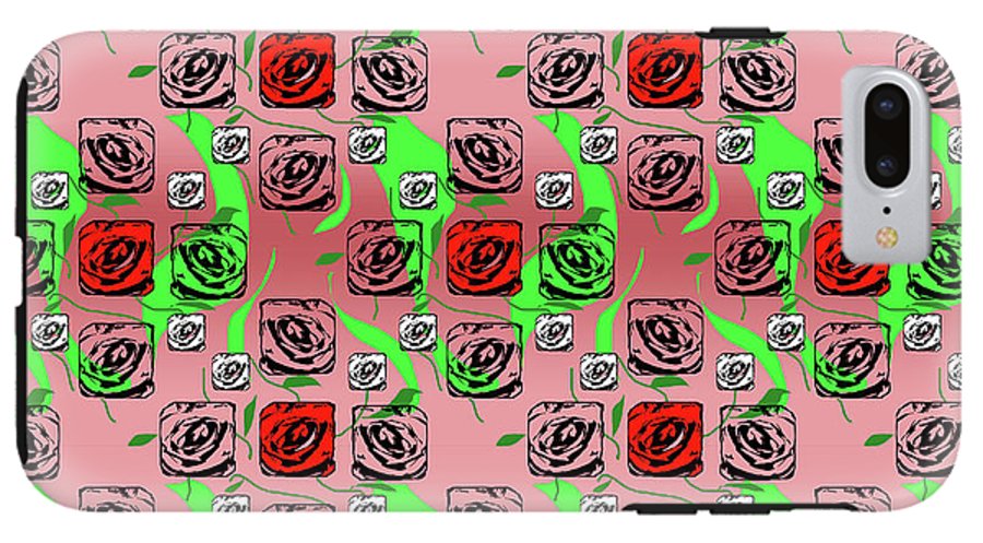 Red and White Roses Pattern On Pink - Phone Case