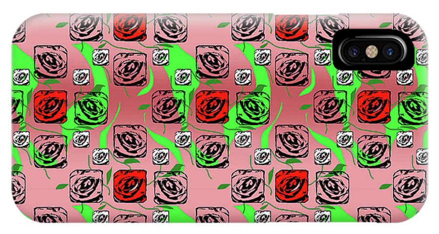 Red and White Roses Pattern On Pink - Phone Case