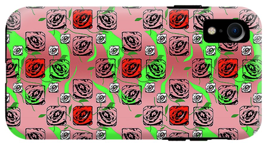 Red and White Roses Pattern On Pink - Phone Case