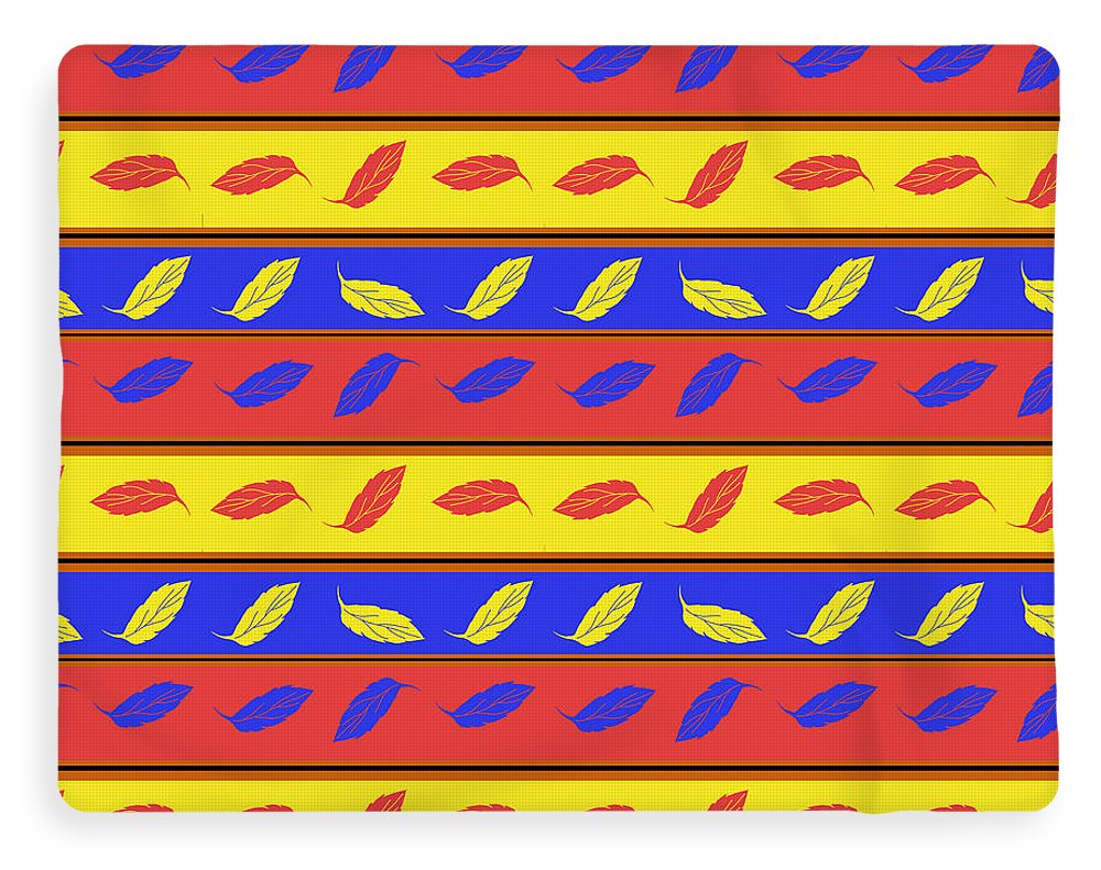 Red Blue Yellow Leaves Stripes - Blanket