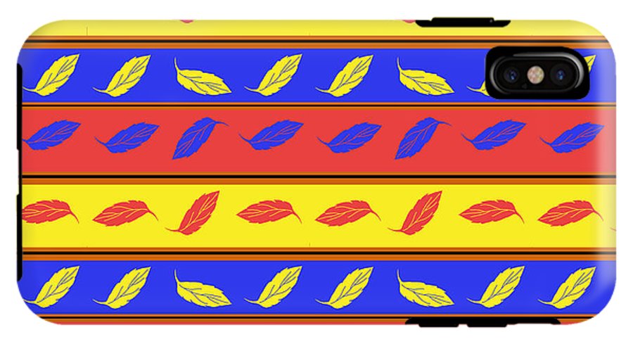 Red Blue Yellow Leaves Stripes - Phone Case