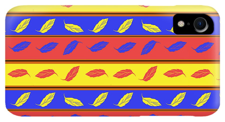 Red Blue Yellow Leaves Stripes - Phone Case