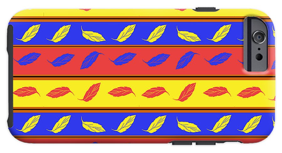 Red Blue Yellow Leaves Stripes - Phone Case