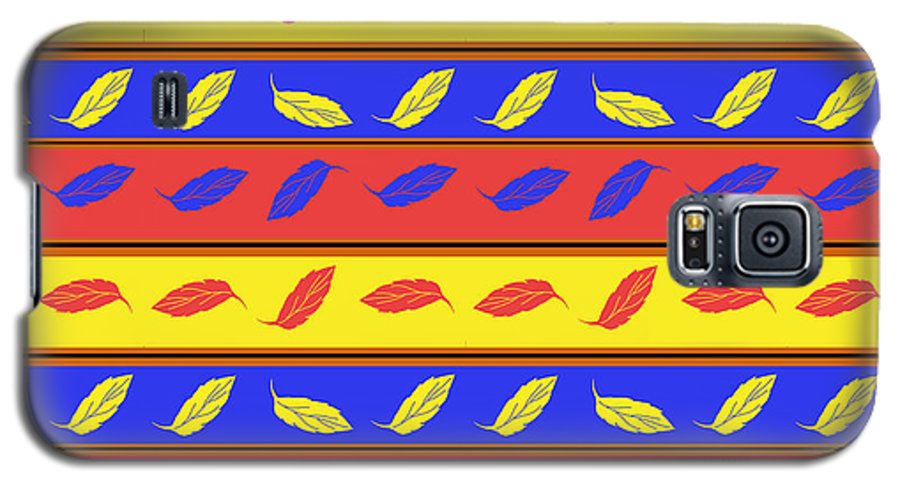Red Blue Yellow Leaves Stripes - Phone Case