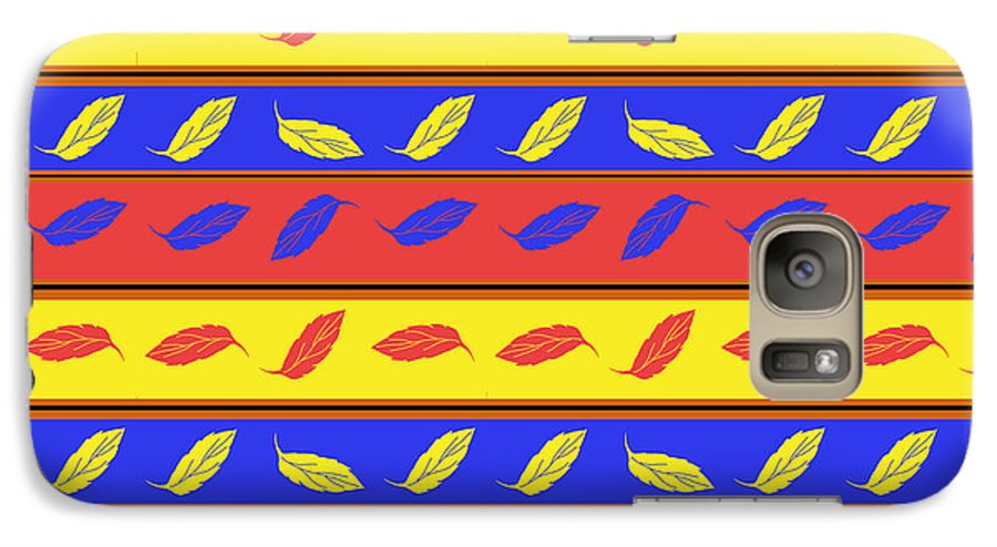 Red Blue Yellow Leaves Stripes - Phone Case