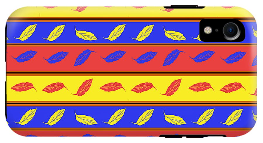 Red Blue Yellow Leaves Stripes - Phone Case