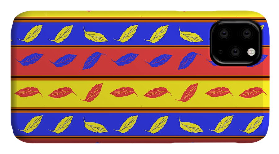 Red Blue Yellow Leaves Stripes - Phone Case