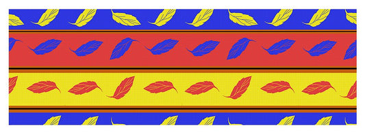 Red Blue Yellow Leaves Stripes - Yoga Mat