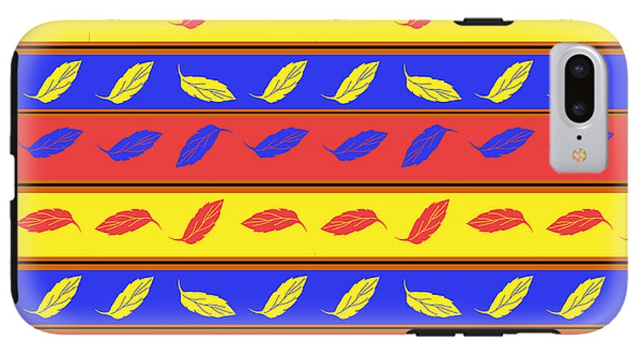 Red Blue Yellow Leaves Stripes - Phone Case