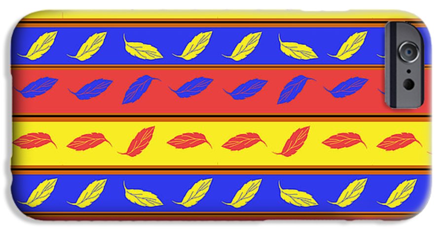 Red Blue Yellow Leaves Stripes - Phone Case