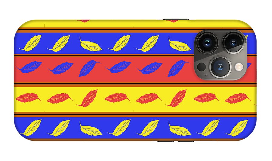 Red Blue Yellow Leaves Stripes - Phone Case