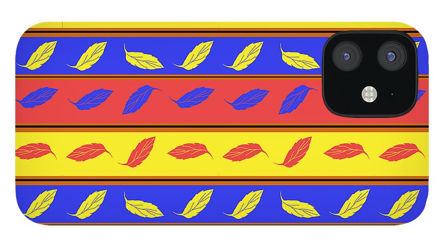 Red Blue Yellow Leaves Stripes - Phone Case
