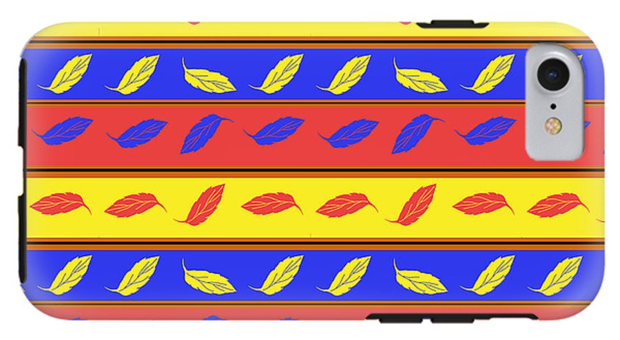 Red Blue Yellow Leaves Stripes - Phone Case