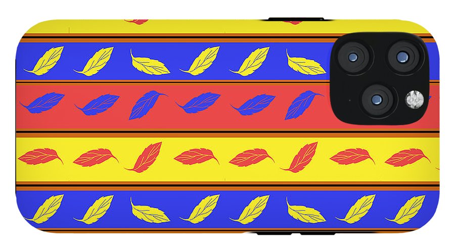 Red Blue Yellow Leaves Stripes - Phone Case