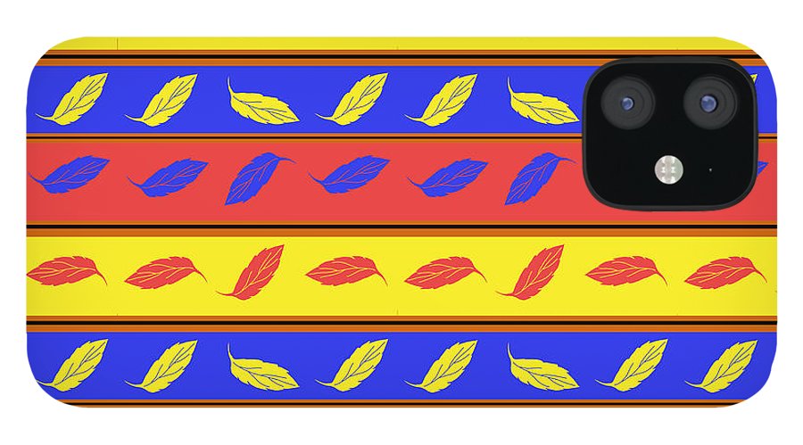 Red Blue Yellow Leaves Stripes - Phone Case