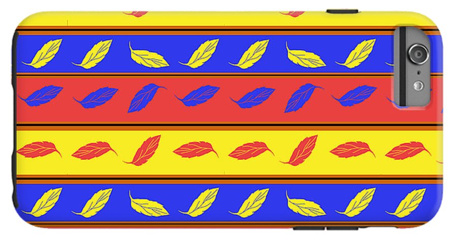 Red Blue Yellow Leaves Stripes - Phone Case