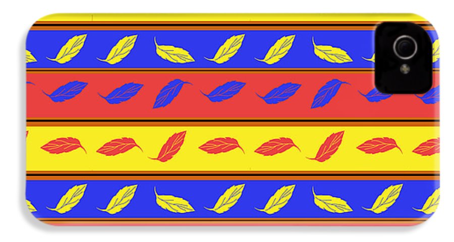 Red Blue Yellow Leaves Stripes - Phone Case
