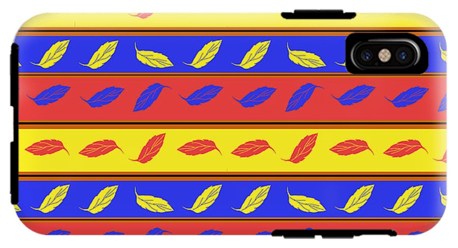 Red Blue Yellow Leaves Stripes - Phone Case