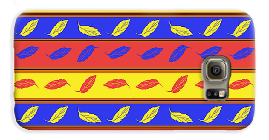 Red Blue Yellow Leaves Stripes - Phone Case