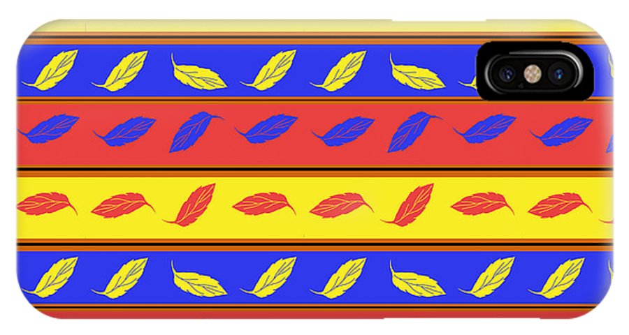 Red Blue Yellow Leaves Stripes - Phone Case
