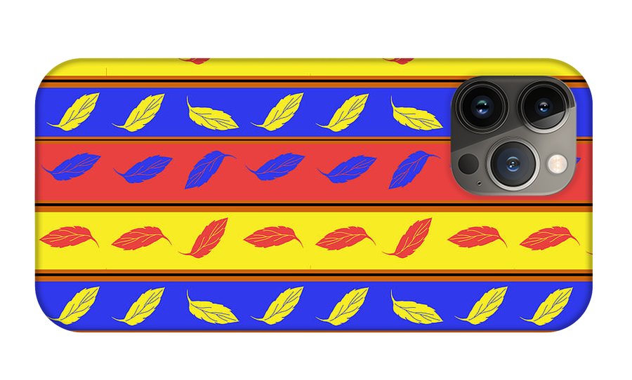 Red Blue Yellow Leaves Stripes - Phone Case