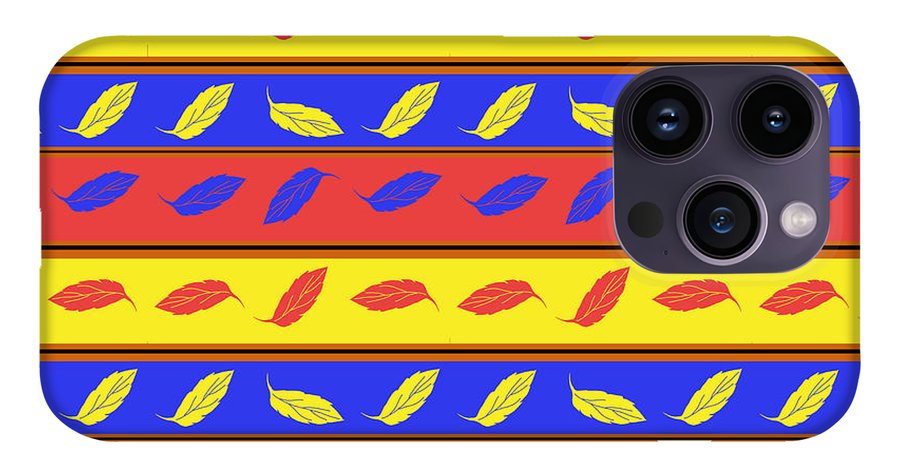 Red Blue Yellow Leaves Stripes - Phone Case