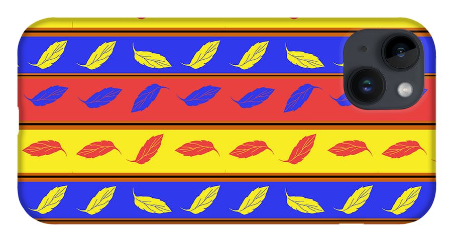 Red Blue Yellow Leaves Stripes - Phone Case