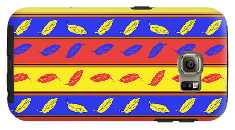 Red Blue Yellow Leaves Stripes - Phone Case