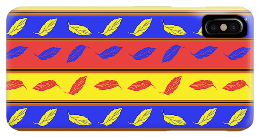 Red Blue Yellow Leaves Stripes - Phone Case