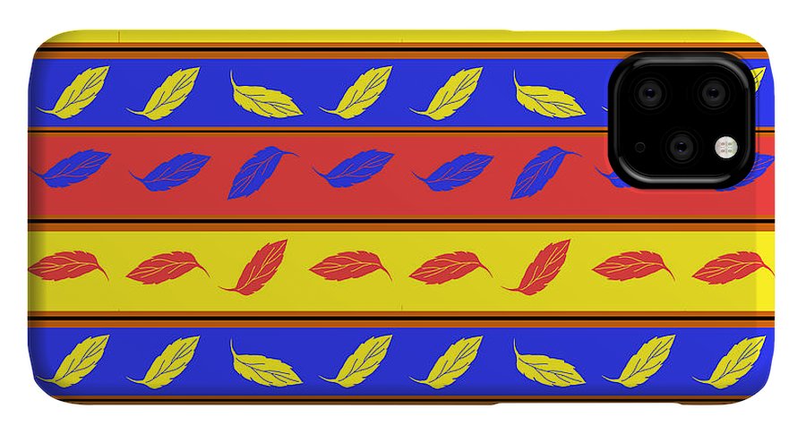 Red Blue Yellow Leaves Stripes - Phone Case