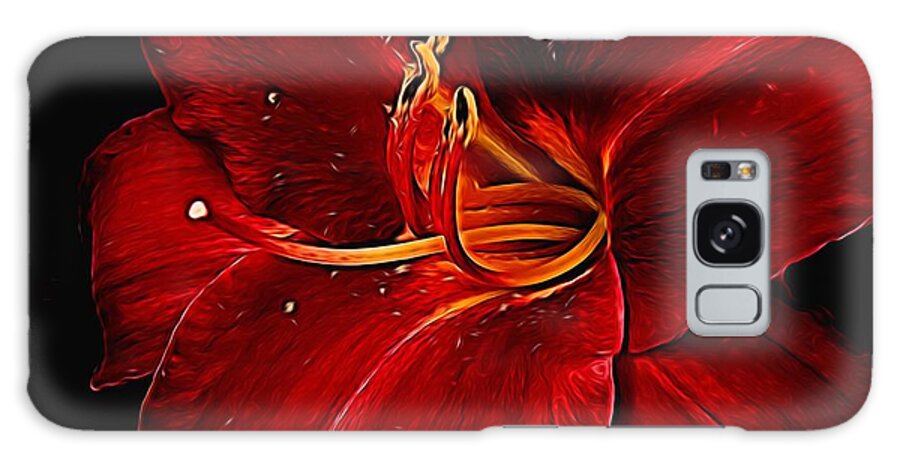 Red Daylily On Black - Phone Case