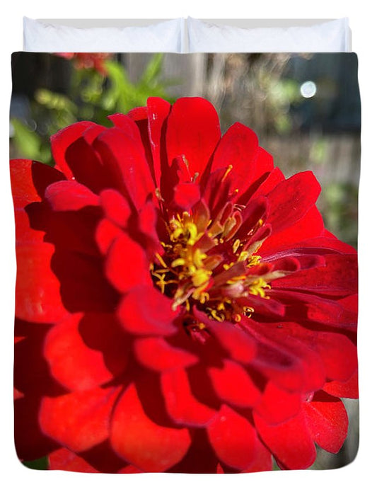 Red Flower In Autumn - Duvet Cover
