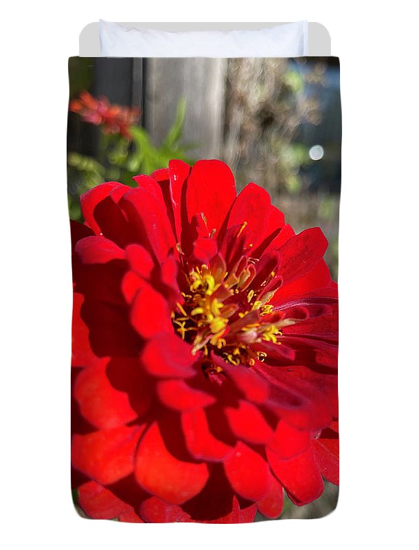 Red Flower In Autumn - Duvet Cover